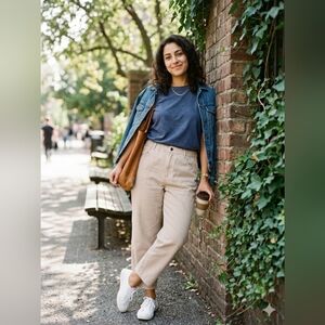 H&M Beige High-Rise Pants